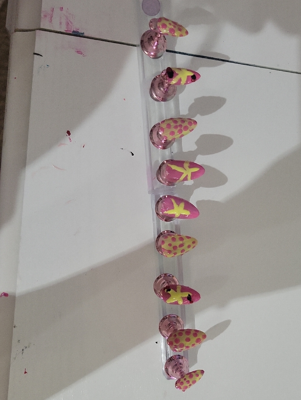 Handmade Pink & Yellow Press-On Nail Set